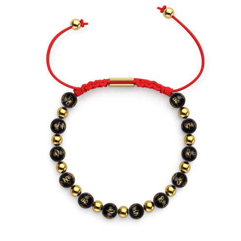 Amulette tibétaine | Bracelet Mantra Mini Obsidienne